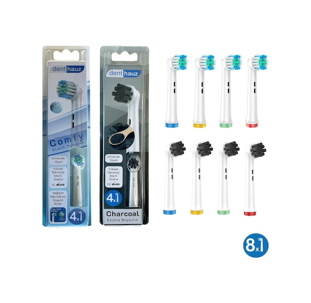 Comfy + Charcoal Yumuşak Oral-b Uyumlu Yedek Diş Fırçası Başlıkları