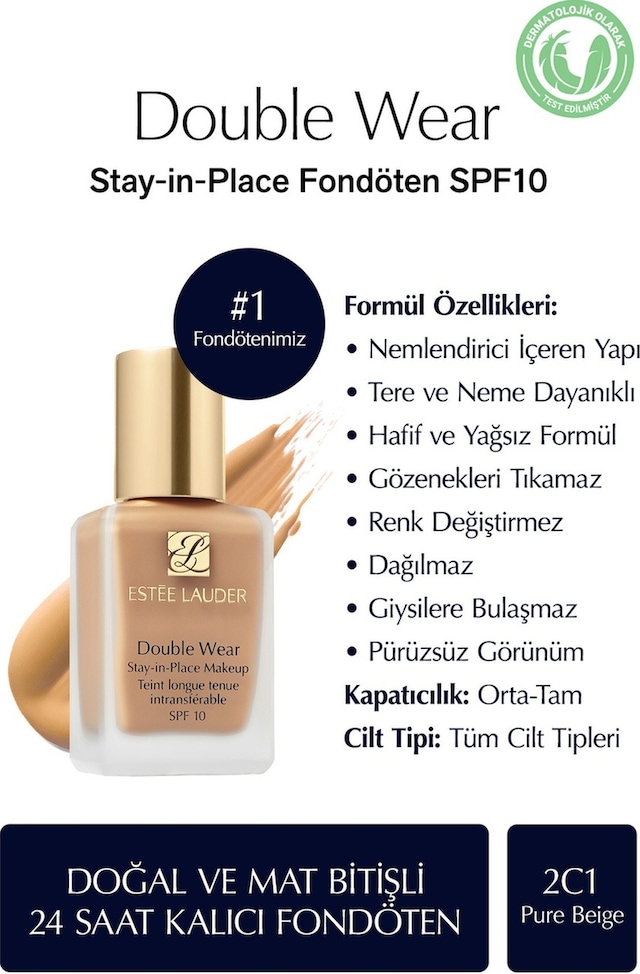 Estee Lauder Double Wear Spf10 2C1 Pure Beige Fondöten 30 ML