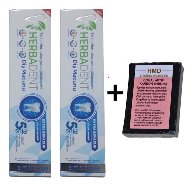 Herbadent Bitki Özlü Flörürsüz Diş Macunu 2 x 50 ML + Hmd sabun 125 G