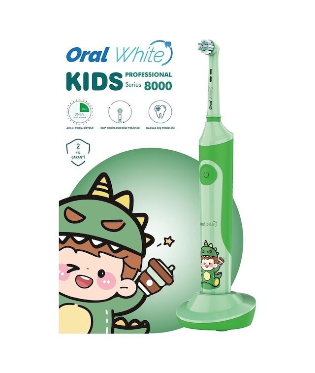 Tr Professional Series 8000 Çocuklara Özel Şarjlı Diş Fırçası Yeşil Color Kids Yumuşak Başlık Diğer