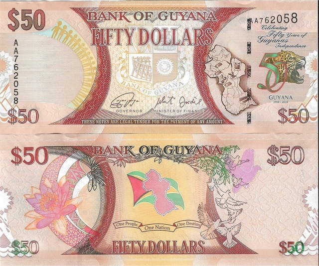 Guyana 50 Dolar Yabancı Kağıt Para Çil Koleksiyon Para