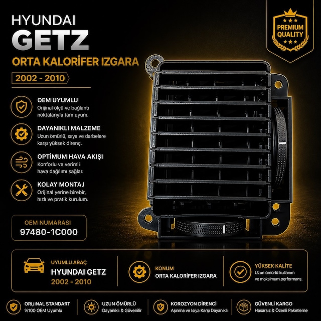 Hyundai Getz Orta Kalorifer Izgara Sağ 2002-2010