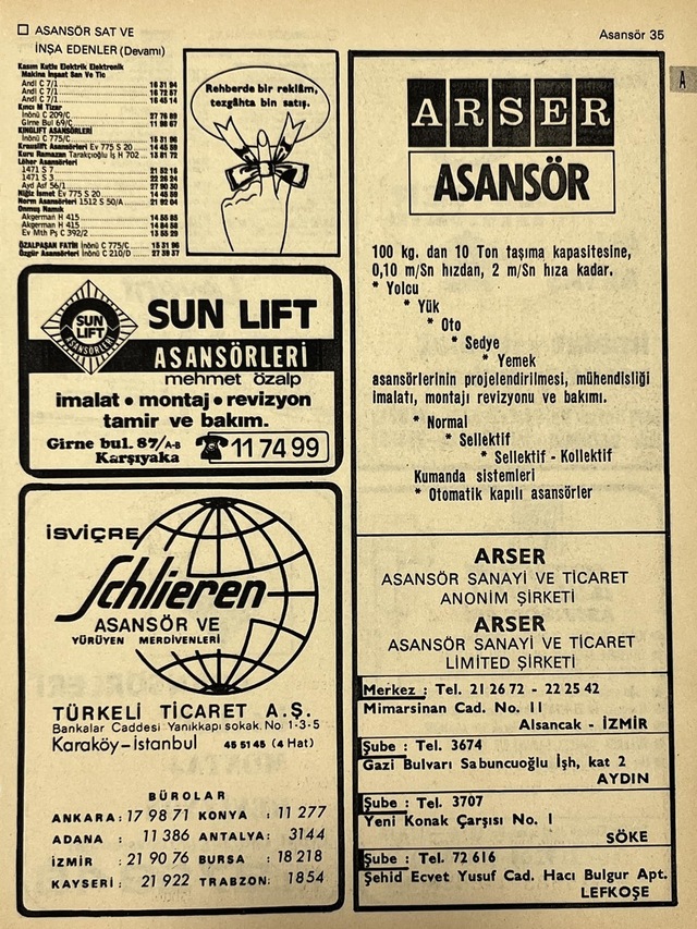 İzmir 1982-1983 Meslek Reklam İlanı Efemera S35 Teşhir Ürün