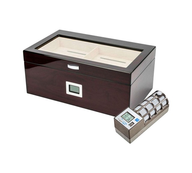 Cedar Alman Puro Kutusu Humidor Parlak Kiraz 80's Cigarspa Elektronik Nemlendirme