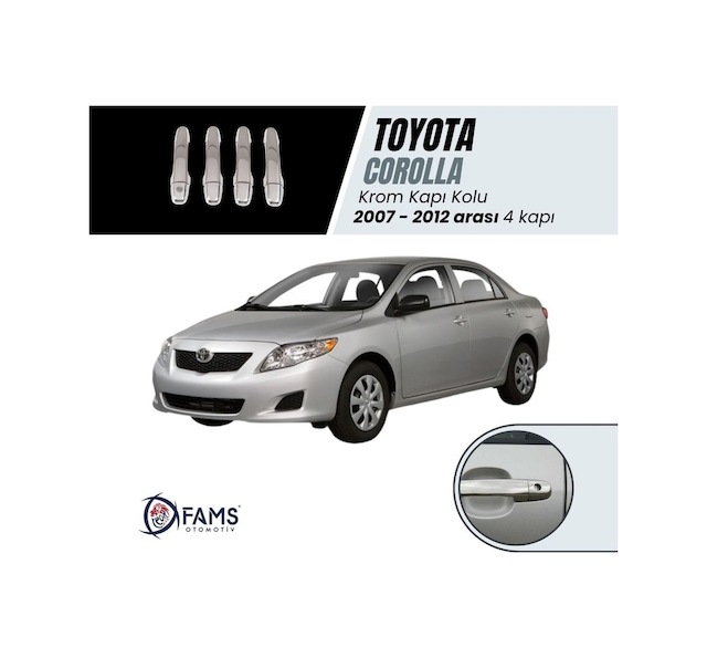 Toyota Corolla Uyumlu Krom Kapı Kolu 4 Kapı 2007-2012 P.çelik