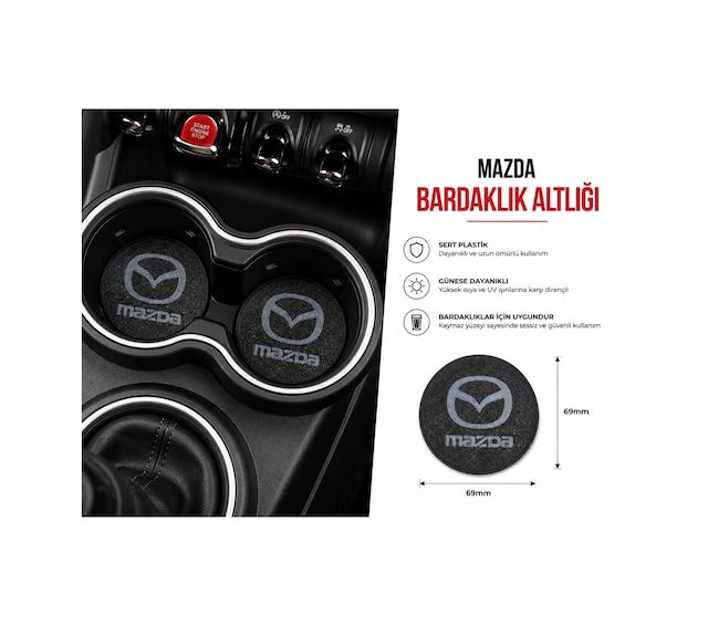 Mazda Araç Bardaklık Altlığı , Mazda Şişe Ve Bardak Altlığı, Mazda Logolu Oto Bardaklık Altlığı