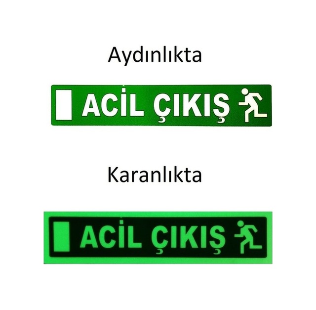 Acıl Çıkış Sticker Lümen Özellikli Fosforlu Karanlıkda Görünme Özelliğine Sahip