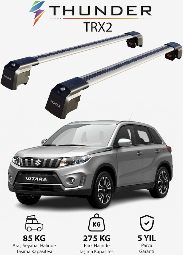 Suzukı Vıtara 2015-sonrası Trx2 Thunder Carrier Kilitli Ara Atkı Taşıyıcı Tavan Barı Siyah