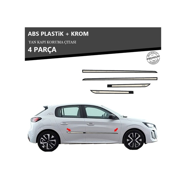 Peugeot 208 Yan Kapı Koruma Çıtası Plastik + Krom Unvrslppkçt00079