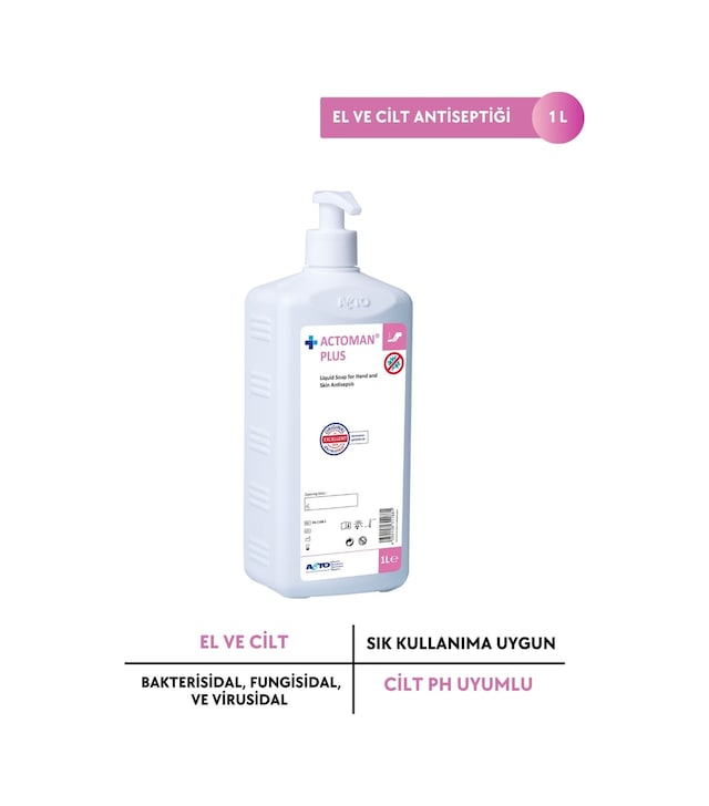 Actoman Plus El ve Cilt Dezenfektanı için Sıvı Sabun 1 L