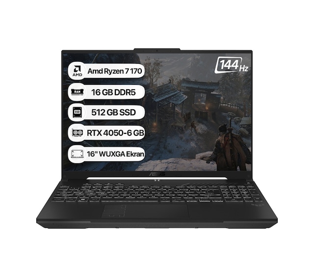 Asus Tuf Gaming A16 FA607NUQ-RL014 R7 170 16 GB 512 GB SSD RTX4050 16" Wuxga Free Dos Dizüstü Bilgisayar