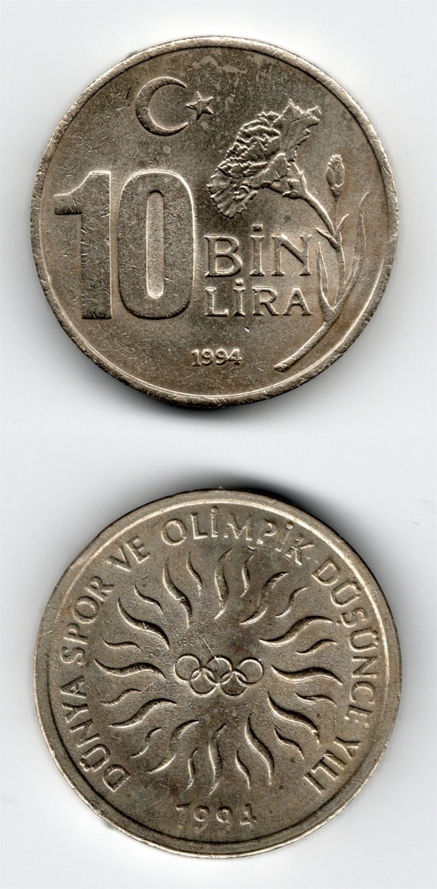 1994 Dünya Spor Ve Olimpik Düşünce Yılı Tedavül 10 Bin Lira Hat