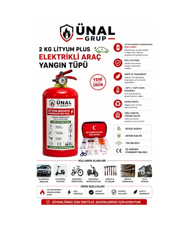 2 Kg Elektrikli Araç Lityum Yangın Söndürücü Yangın Tüpü Araç