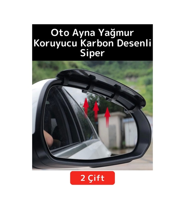 Premium Yüksek Kaliteli Otomobil Ayna Yağmur Koruyucu Karbon Desenli Otomobil Yan Ayna Siper 2 Çift