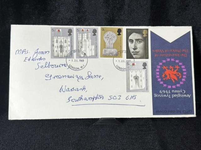İlk Gün Zarfı Gpo First Day Cover Investiture Prince Of Wales With 1969 Caernarvon Postmarks Teşhir Ürün