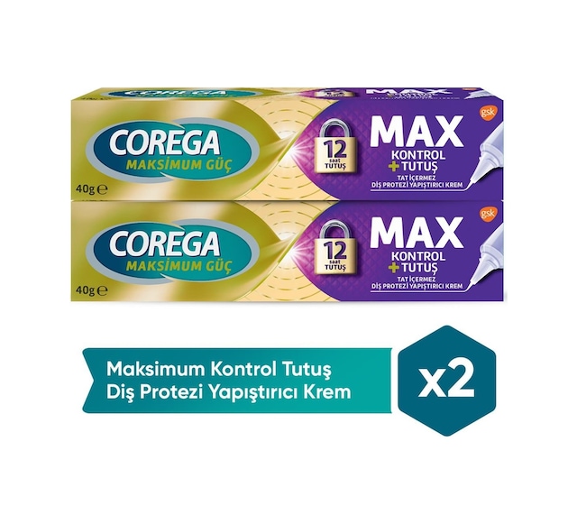 Corega Maksimum Kontrol Protez Yapıştırıcı Krem 2 x 40 G
