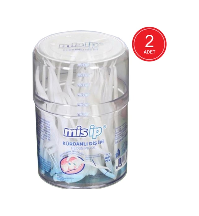 Mis İp Kürdanlı Diş İpi Silindir Kutu 50'li x 2 Paket