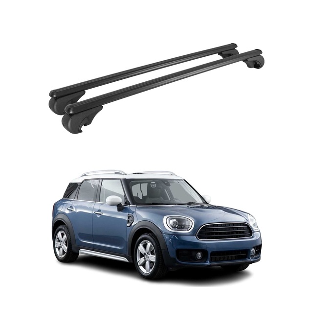 Mini Countryman F60 2017-2023 Arası Uyumlu Port Bagaj Taşıyıcı Ara Atkı Alüminyum Siyah 2 Parça