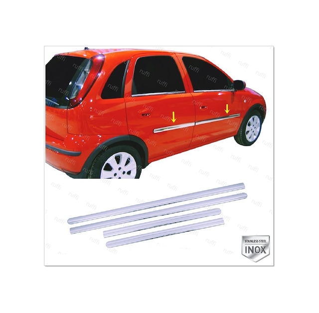 Opel Corsa C Krom Yan Kapı Çıtası 4 Prç. 2000-2006 Arası P. Çe .