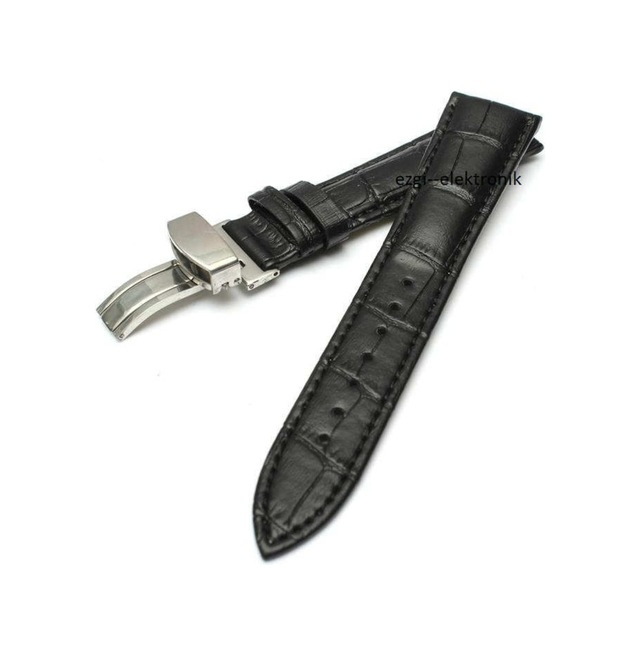 Bizon Deri Saat Kayışı 24Mm Spor Siyah Klipsli Saat Kordonu 305758459