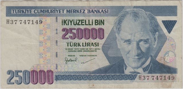 7. Emisyon 250.000 Lira H37 Çok Temiz.