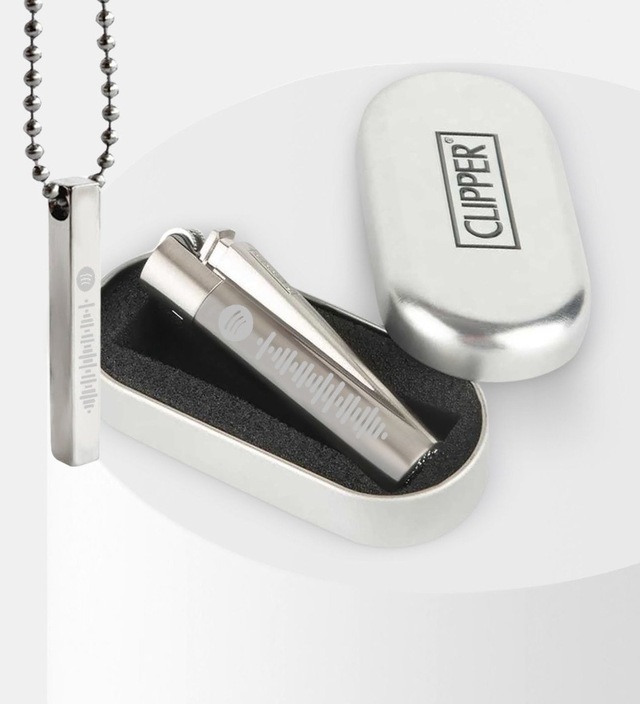 Kişiye Özel İsimli Spotify Barkodlu Silver Clipper Metal Çakmak V N11.1728