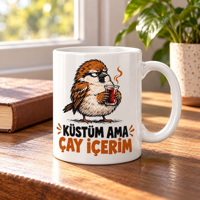 Küsme Molası Tasarımlı Porselen Kupa - Model 725
