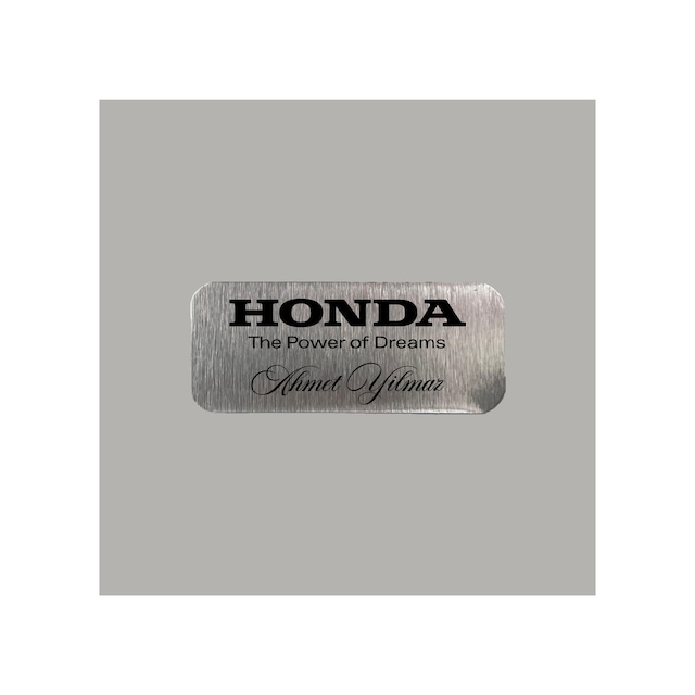 Kişiye Özel Metal Etiket Honda İsim Soyisim 3x7 Cm Arkası Yapışkanlı 1 Adet