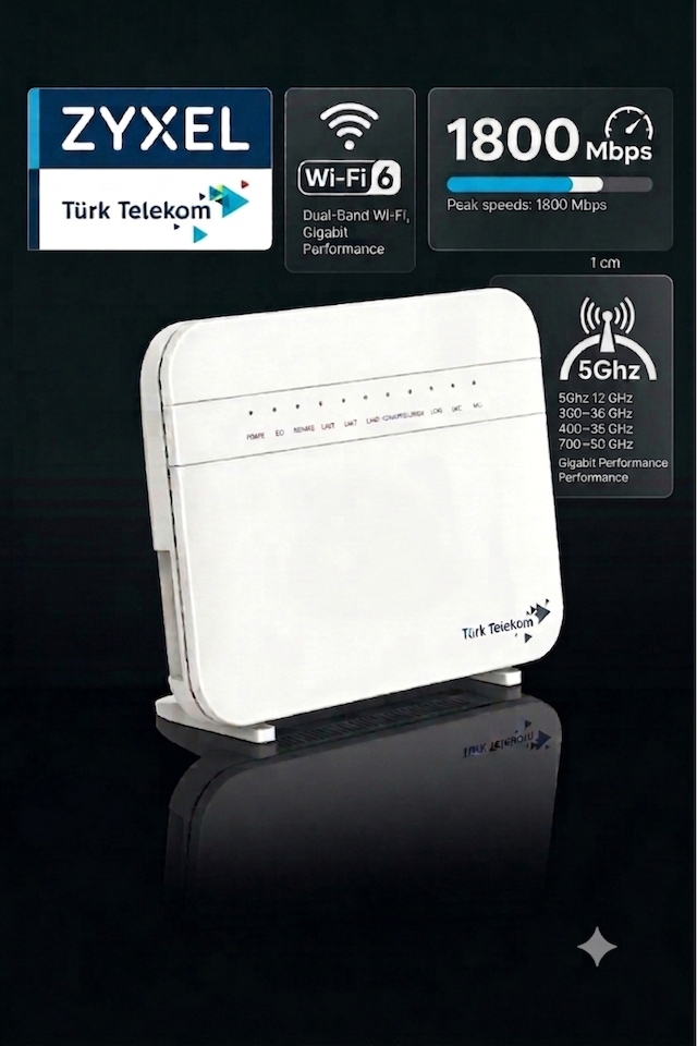 Zyxel Wi-fi 6 Modem 1800 Mbps Premium Vdsl2 Dual-band 5ghz Ax1800 Dx3300-t1 Ttnet Otomatik Kurulum