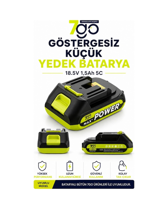 7go Göstergesiz Küçük Batarya 18.5v 1.5ah 5c Li-ıon Yedek Batarya 7go Ürünleri İle Uyumlu Hızl