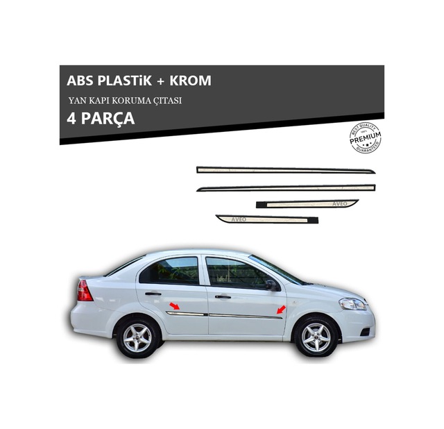 Chevrolet Aveo Sd - Hb Yan Kapı Koruma Çıtası Plastik + Krom Unvrslppkçt00069