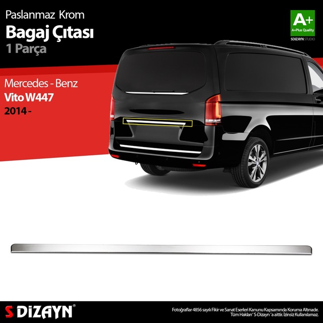 S-Dizayn Mercedes Vito W447 Krom Bagaj Çıtası 2014 Üzeri N11.3678