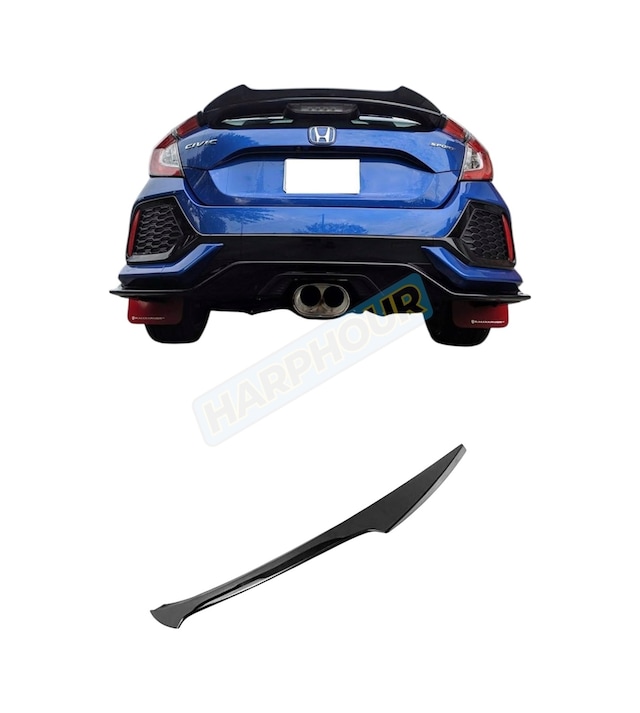 Honda Civic Fk7 Dto Spoiler Spoyler Parlak Siyah Hatchback 2016-2021 Uyumlu Pianoblack İthal