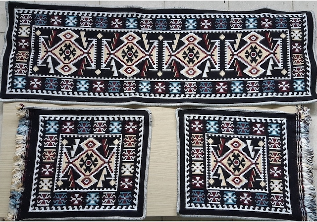 1.Kalite Uşak Kilimi Oto Koltuk Üzeri Serme Kilim Seti