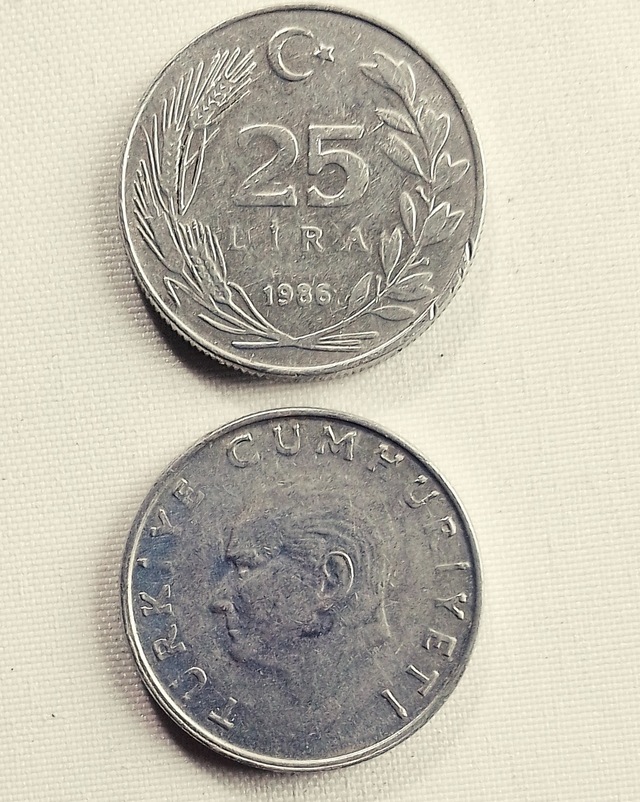 25 Lira 1986 Eski Koleksiyon Madeni Para.