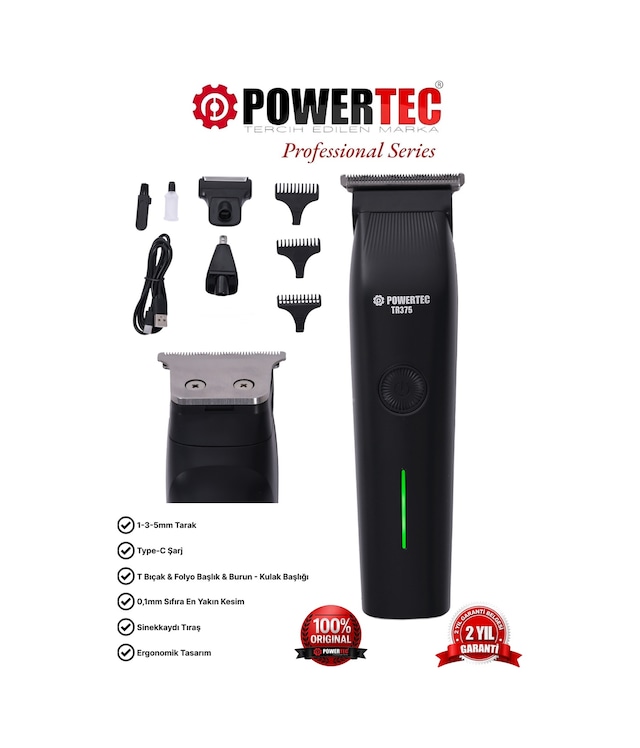 Powertec TR-375 (3in1) Günlük Erkek Tıraş Bakım Seti