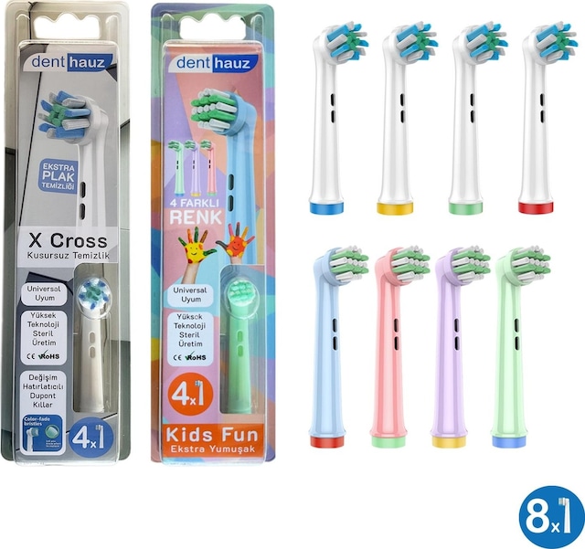 X Cross + Kids Fun Yumuşak Oral-b Uyumlu Yedek Diş Fırçası Başlıkları