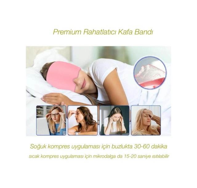 Premium Rahatlatıcı Jel Kafa Bandı Elastik Kadın Erkek Soğuk Sıcak Kompress Ağrı Uyku