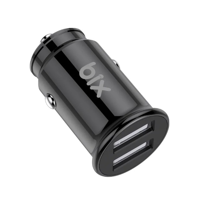 Bix Bxaa12w 12w Çift Usb-a Portlu Araç Şarj Aleti İphone Android Uyumlu Mini Araç İçi Şarj Cihazı Siyah