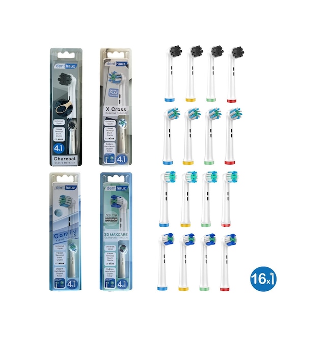 16 Adet Comfy + X Cross + 3d Maxcare + Charcoal Oral-b Uyumlu Yedek Diş Fırçası Başlıkları