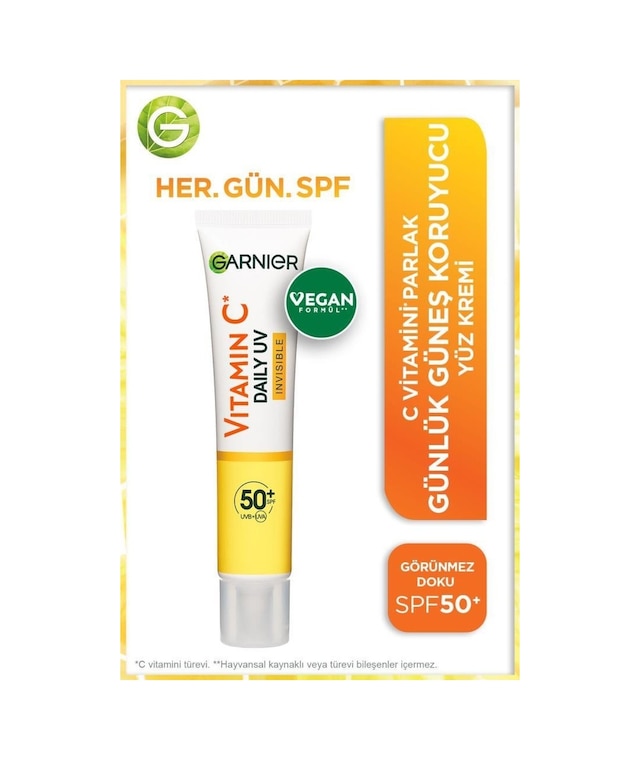 Garnier Vitamin C Daily Uv Invisible Günlük Koruyucu Yüz Güneş Kremi SPF50+ 40 ML