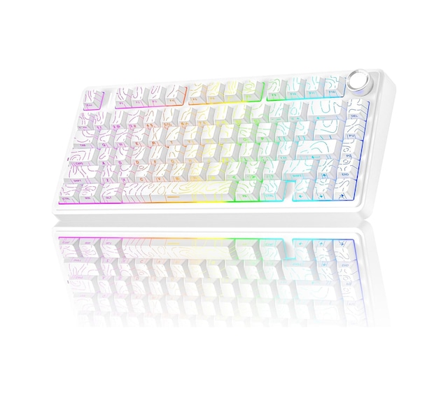 Aula F75 Mekanik Rgb Tkl Seiya Switch Kablosuz Makrolu Hot Swap Klavye Desenli Beyaz