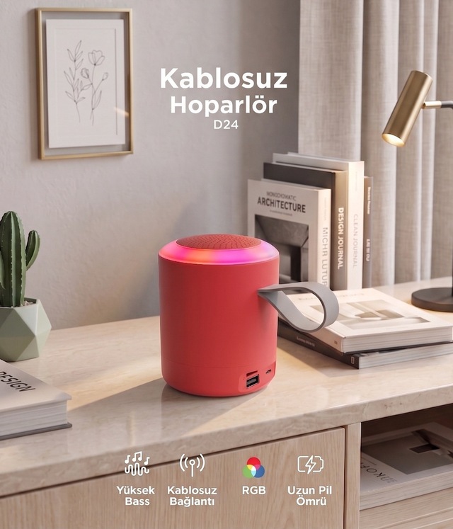 Bluetooth Hoparlör Sd Usb Destekli Taşınabilir Speaker D24
