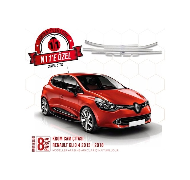 intakrom Renault Clio 4 Krom Cam Çıtası 8 Parça 2012 -2018 - Hb