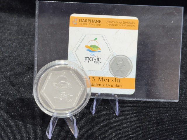 2013 Mersin Xvıı. Akdeniz Oyunları 50 Türk Lirası 925 Ayar Gümüş Proof Sertifikalı