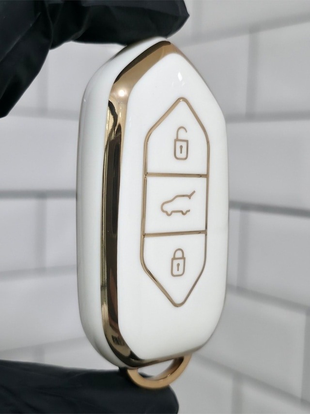 Gma Keys Togg T10x T10f 3 Tuşlu Smart Nano Koruma Anahtar Kılıfı Beyaz Gold Altın Renk Yüksek Kalite