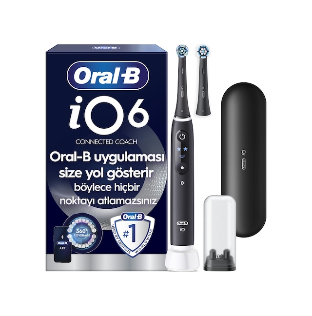 Oral-b İo6 Siyah Şarjlı/elektrikli Diş Fırçası, 2 Fırça Başlığı, Uzun Ömürlü Pil, Premium Seyahat Kabı 95852477