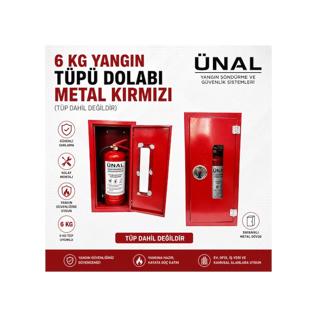 6 Kg Yangın Tüpü Dolabı Metal Kırmızı Yangın Söndürücü Kabini Tüp Dahil Değildir