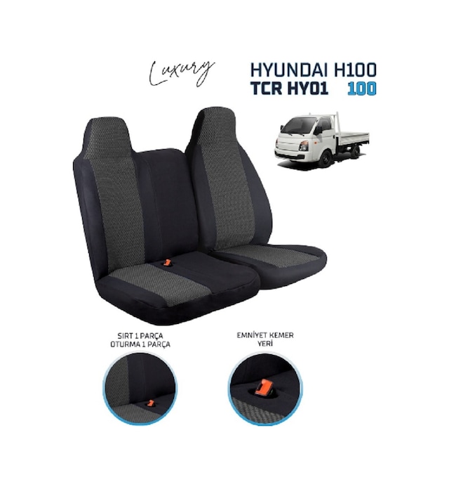 Hyundai H 100 Kamyonet Koltuk Kılıfı Sabit Başlıklı Ön Takım Siya