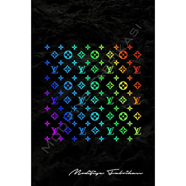 Lv Desen Sticker 25x25 Cm - Araç -motor - Kask - Hologram -